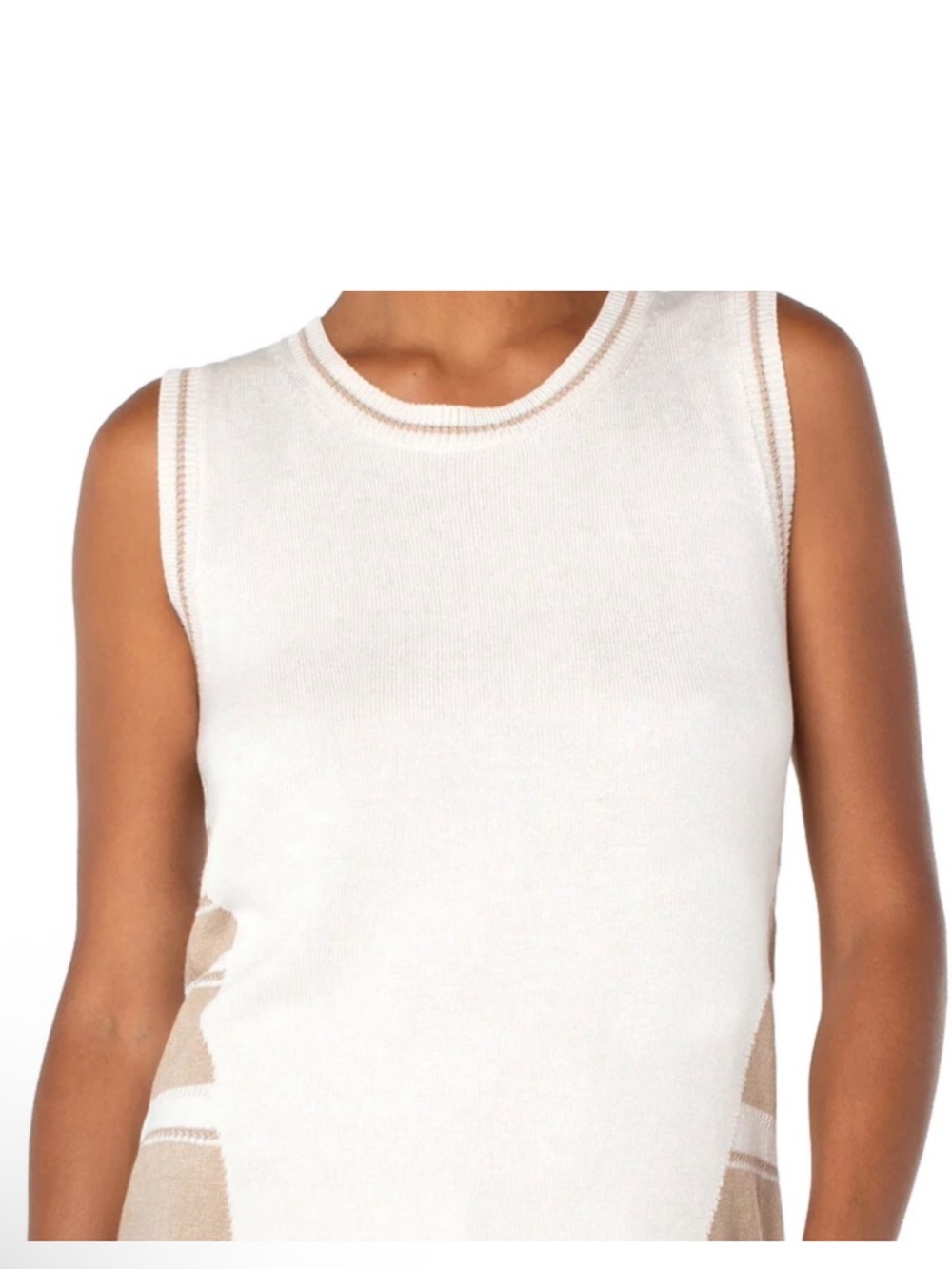 Liverpool Cream Top with Tan Accents Size Large NWT